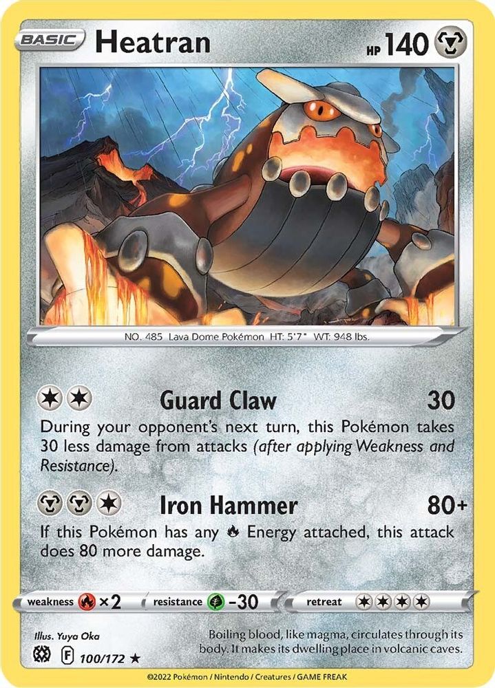 Heatran 100  - Reverse Holofoil SWSH09 Brilliant Stars - Rare