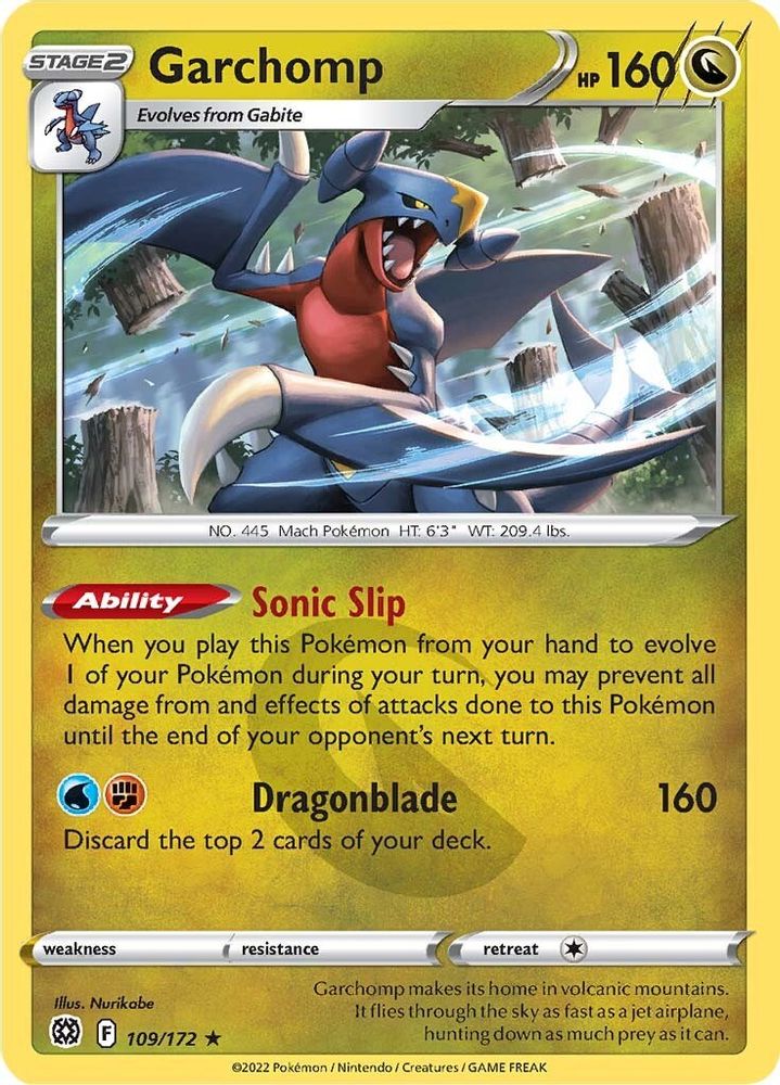 Garchomp 109  - Holofoil SWSH09 Brilliant Stars - Holo Rare