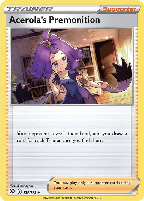 Acerola's Premonition 129  SWSH09 Brilliant Stars - Uncommon