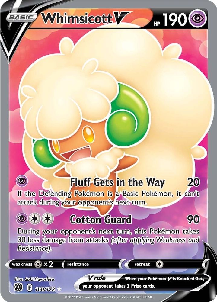 Whimsicott V (Full Art) 160  - Holofoil SWSH09 Brilliant Stars - Ultra Rare
