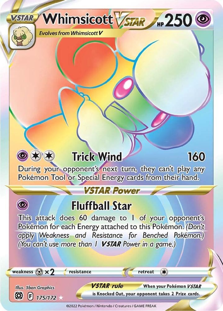 Whimsicott VSTAR (Secret) 175  - Holofoil SWSH09 Brilliant Stars - Secret Rare