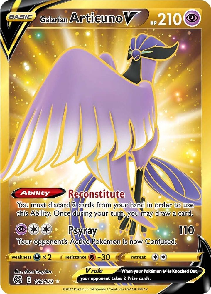 Galarian Articuno V (Secret) 181  - Holofoil SWSH09 Brilliant Stars - Secret Rare