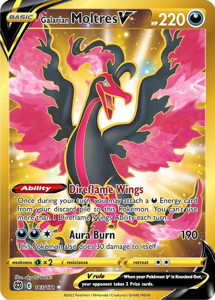 Galarian Moltres V (Secret) 183  - Holofoil SWSH09 Brilliant Stars - Secret Rare