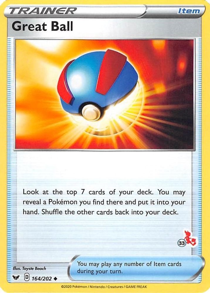 Great Ball - 164/202 (#33 Cinderace Stamped)/202  Battle Academy 2022 - Promo