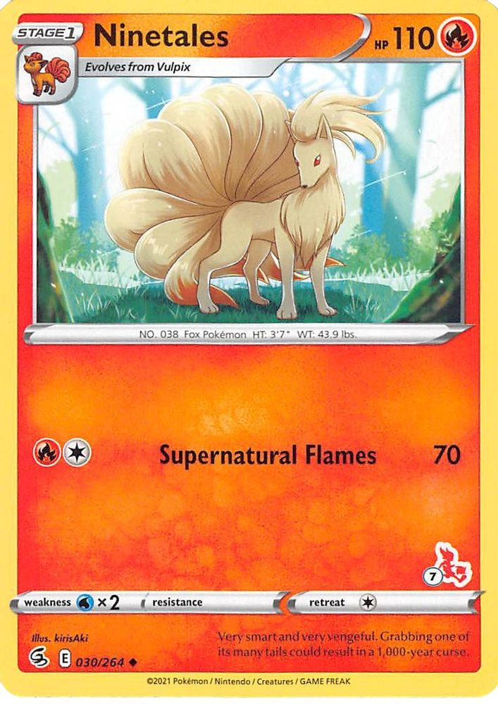 Ninetales (#7 Cinderace Stamped) 030/264  Battle Academy 2022 - Promo