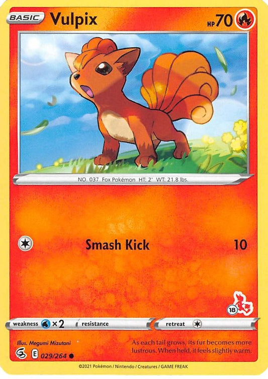 Vulpix - 029/264 (#18 Cinderace Stamped)/264  Battle Academy 2022 - Promo