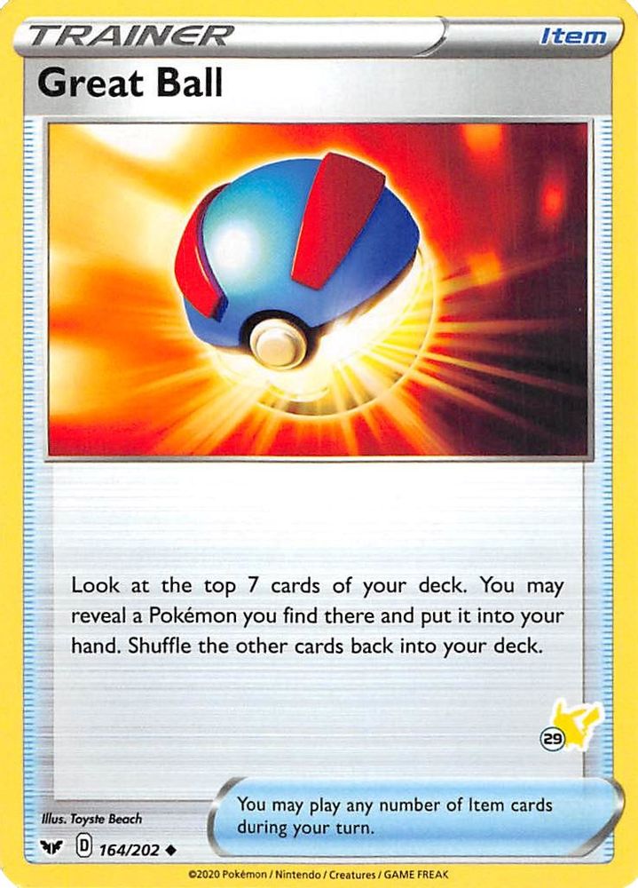 Great Ball - 164/202 (#29 Pikachu Stamped)/202  Battle Academy 2022 - Promo