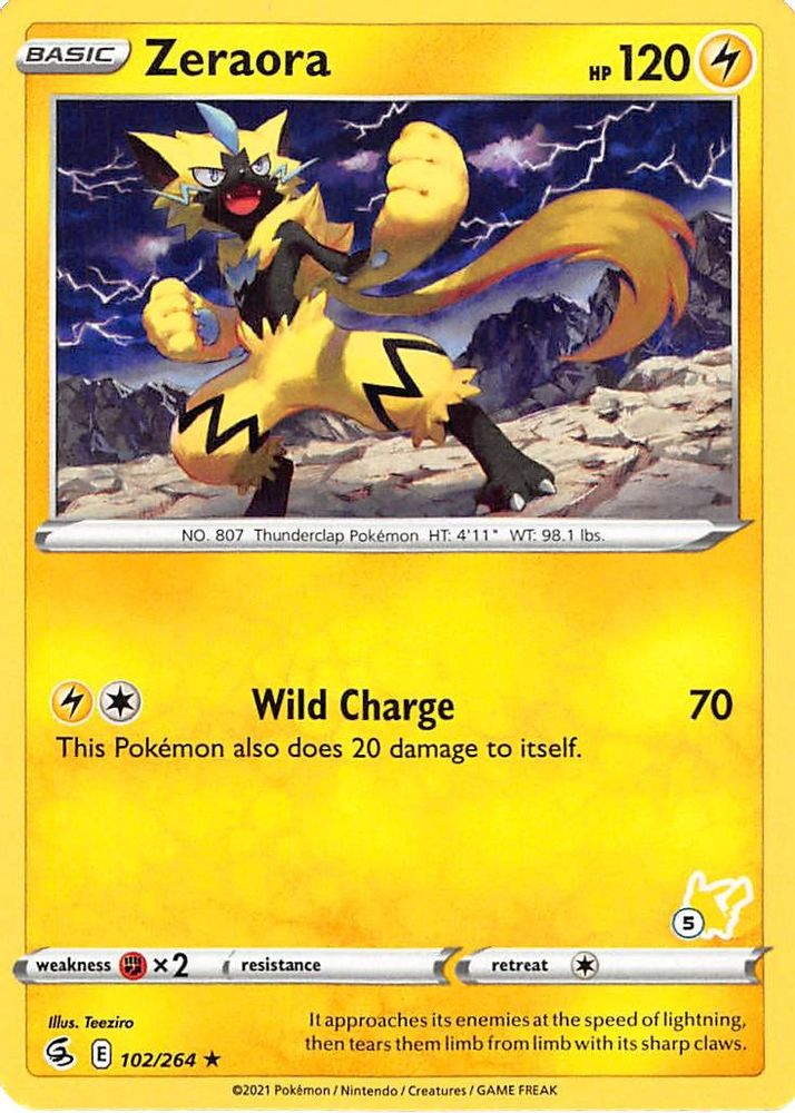 Zeraora - 102/264 (#5 Pikachu Stamped)/264  Battle Academy 2022 - Promo