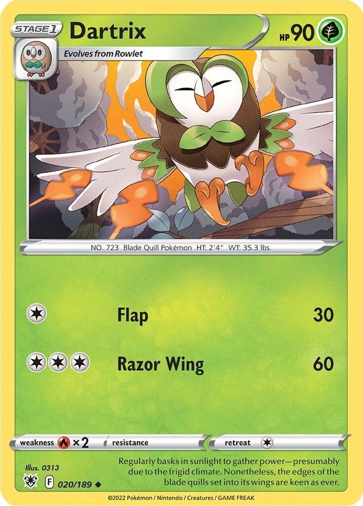 Dartrix 020  - Reverse Holofoil SWSH10 Astral Radiance - Uncommon