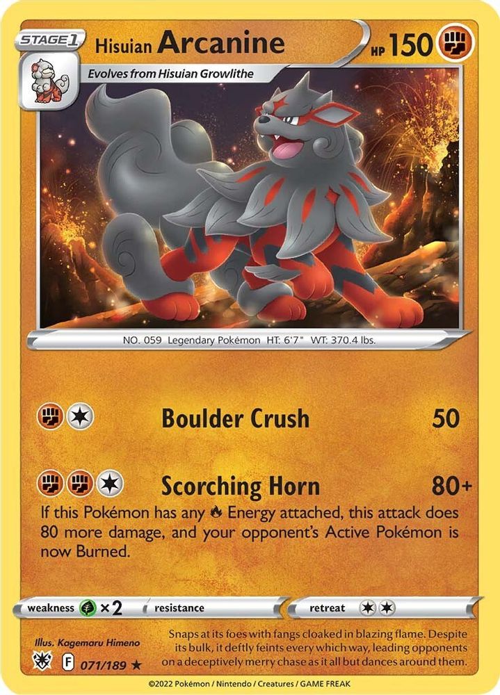 Hisuian Arcanine 071  SWSH10 Astral Radiance - Rare