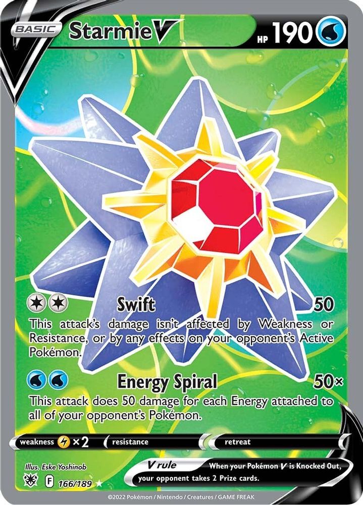 Starmie V (Full Art) 166  - Holofoil SWSH10 Astral Radiance - Ultra Rare
