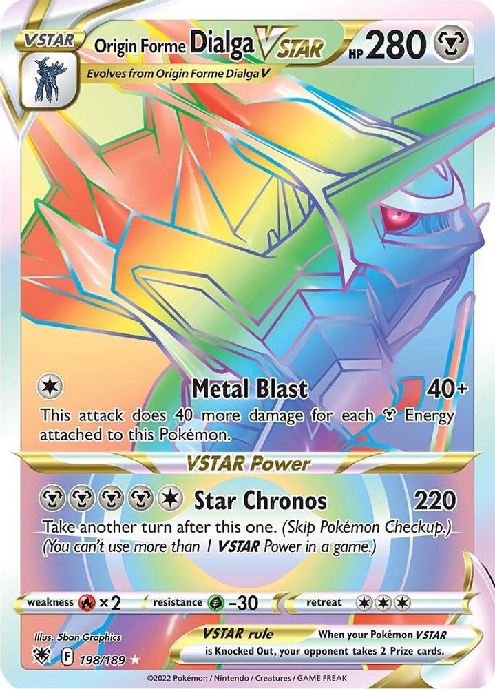 Origin Forme Dialga VSTAR (Secret) 198/189  - Holofoil SWSH10 Astral Radiance - Secret Rare