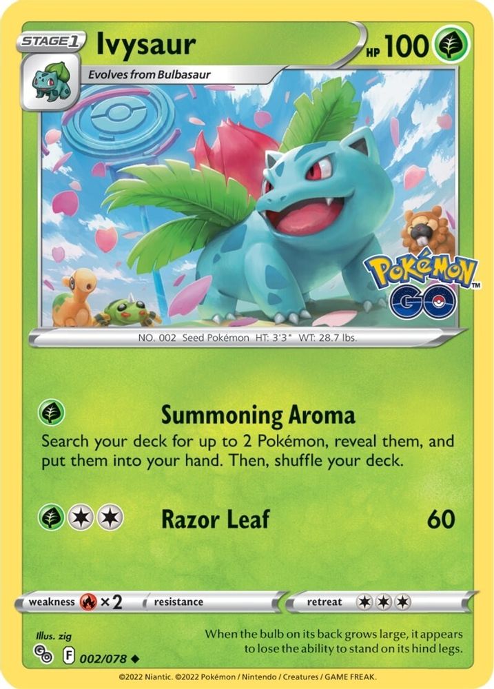 Ivysaur 002  - Reverse Holofoil Pokemon GO - Uncommon