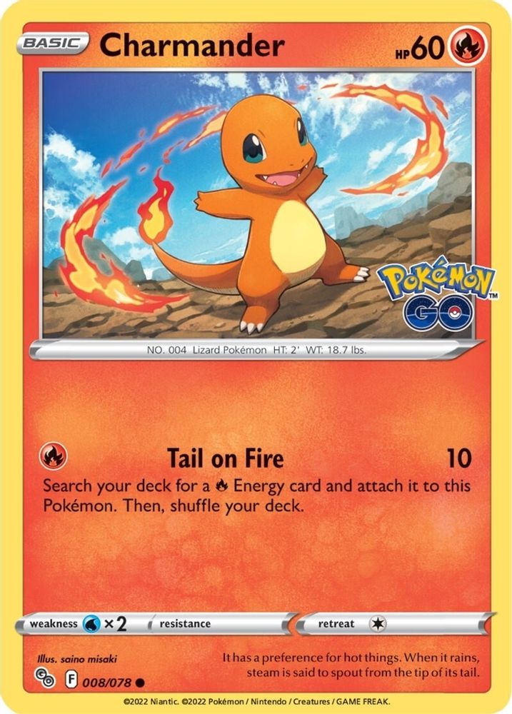 Charmander 008  - Reverse Holofoil Pokemon GO - Common