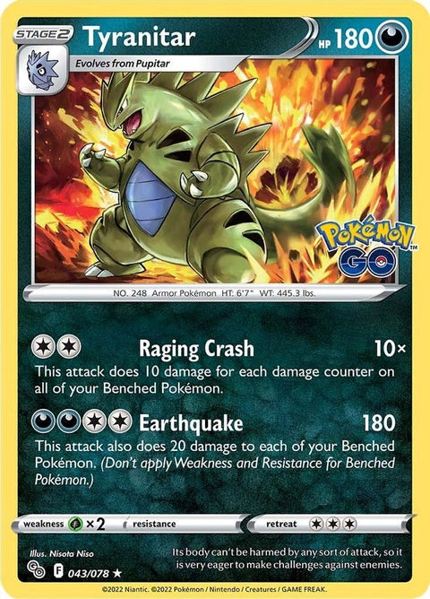 Tyranitar 043  - Holofoil Pokemon GO - Holo Rare