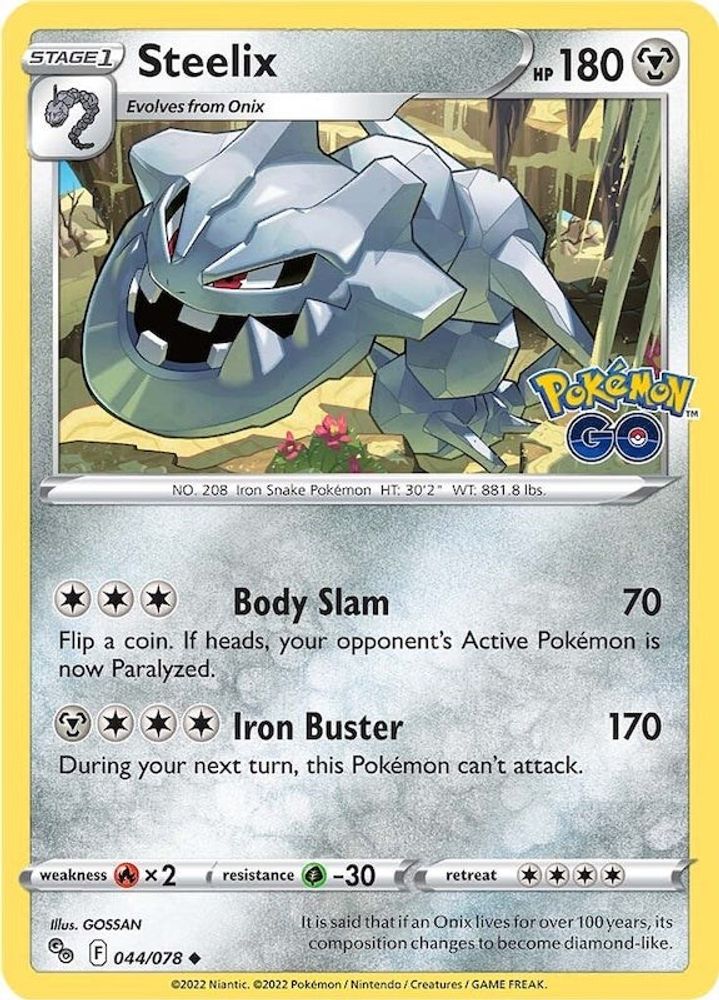 Steelix 044  - Reverse Holofoil Pokemon GO - Uncommon