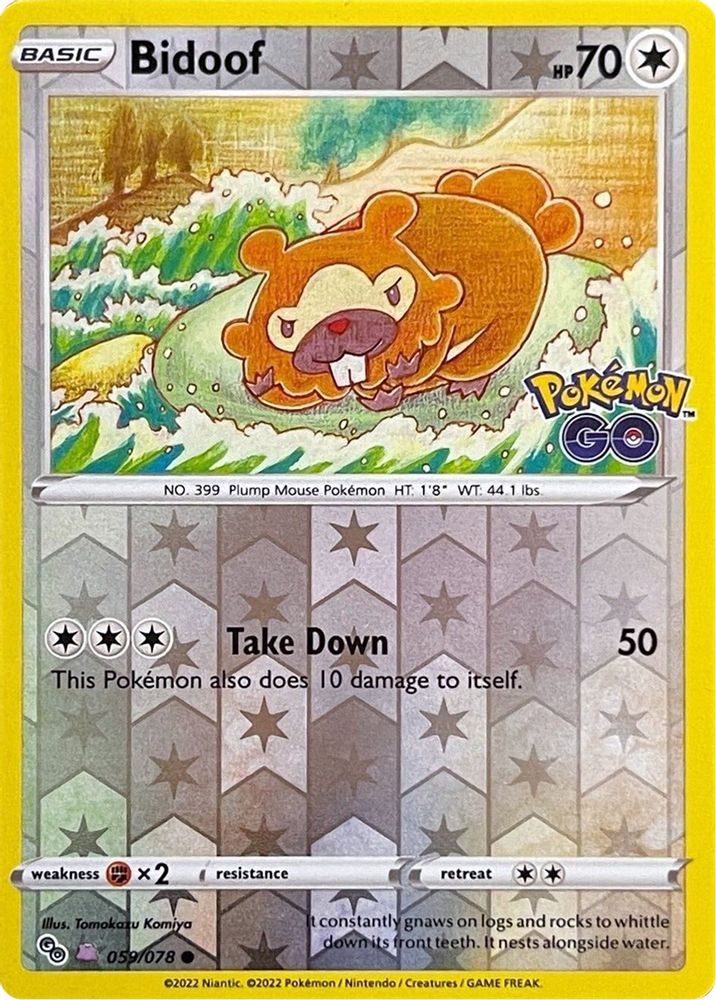 Bidoof (Peelable Ditto) 059  - Reverse Holofoil Pokemon GO - Common