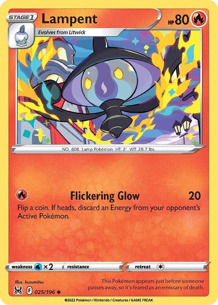 Lampent 025  - Reverse Holofoil SWSH11 Lost Origin - Uncommon