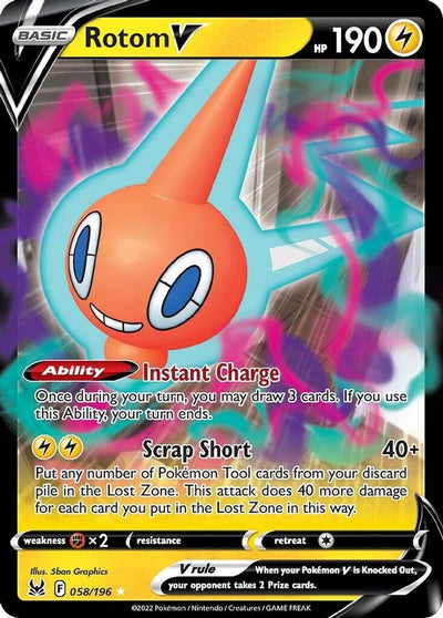 Rotom V 058  - Holofoil SWSH11 Lost Origin - Ultra Rare