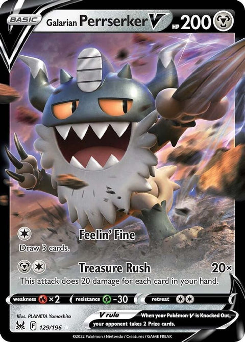 Galarian Perrserker V 129  - Holofoil SWSH11 Lost Origin - Ultra Rare