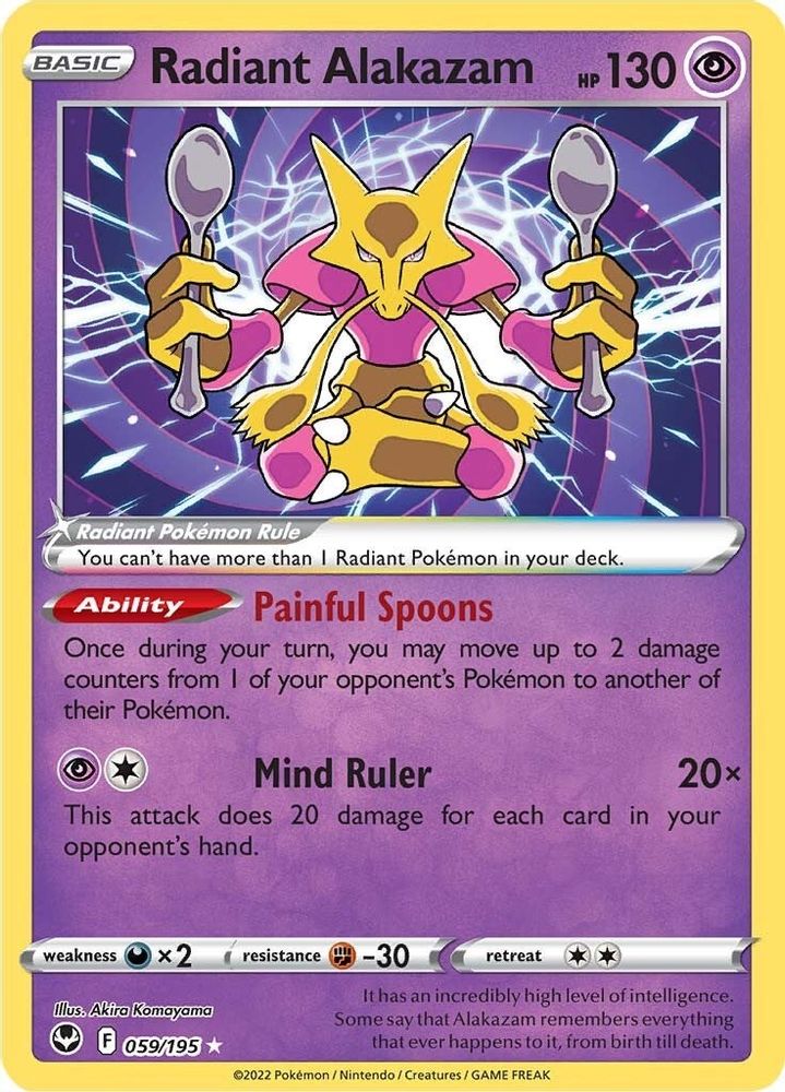 Radiant Alakazam 059  - Holofoil SWSH12 Silver Tempest - Radiant Rare
