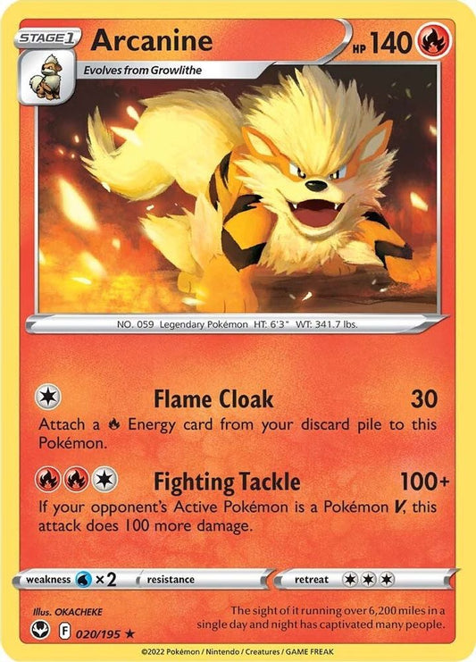Arcanine 020  - Reverse Holofoil SWSH12 Silver Tempest - Rare