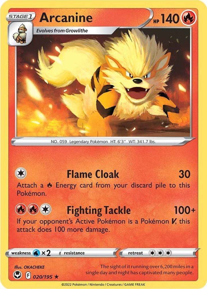 Arcanine 020  - Reverse Holofoil SWSH12 Silver Tempest - Rare