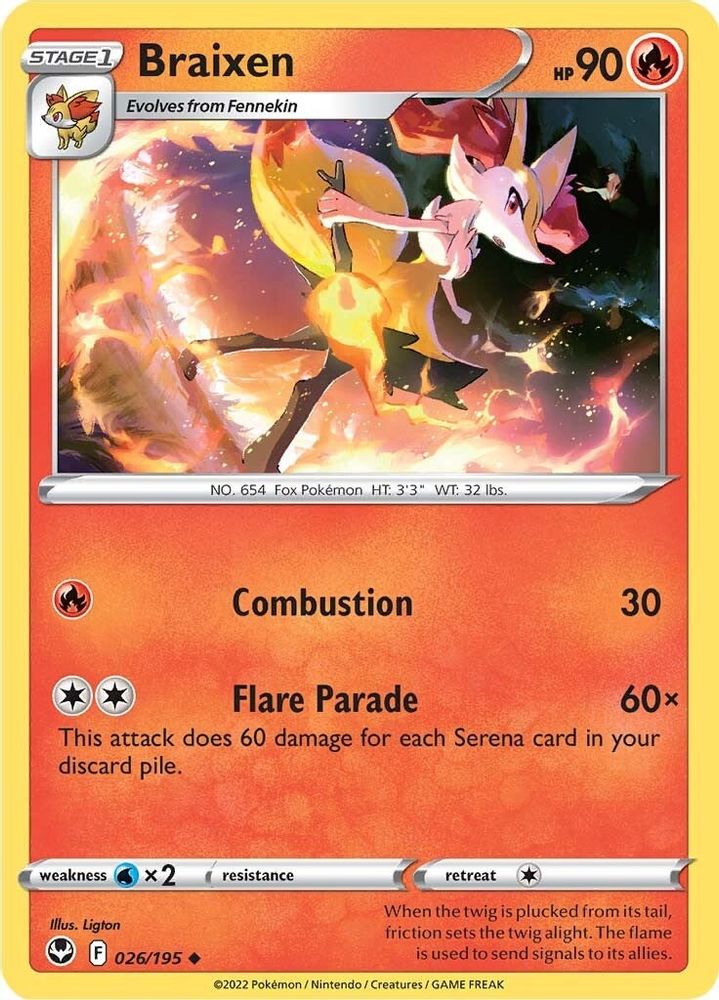 Braixen 026  SWSH12 Silver Tempest - Uncommon