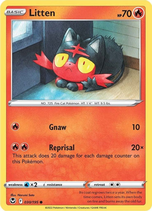 Litten 030  - Reverse Holofoil SWSH12 Silver Tempest - Common