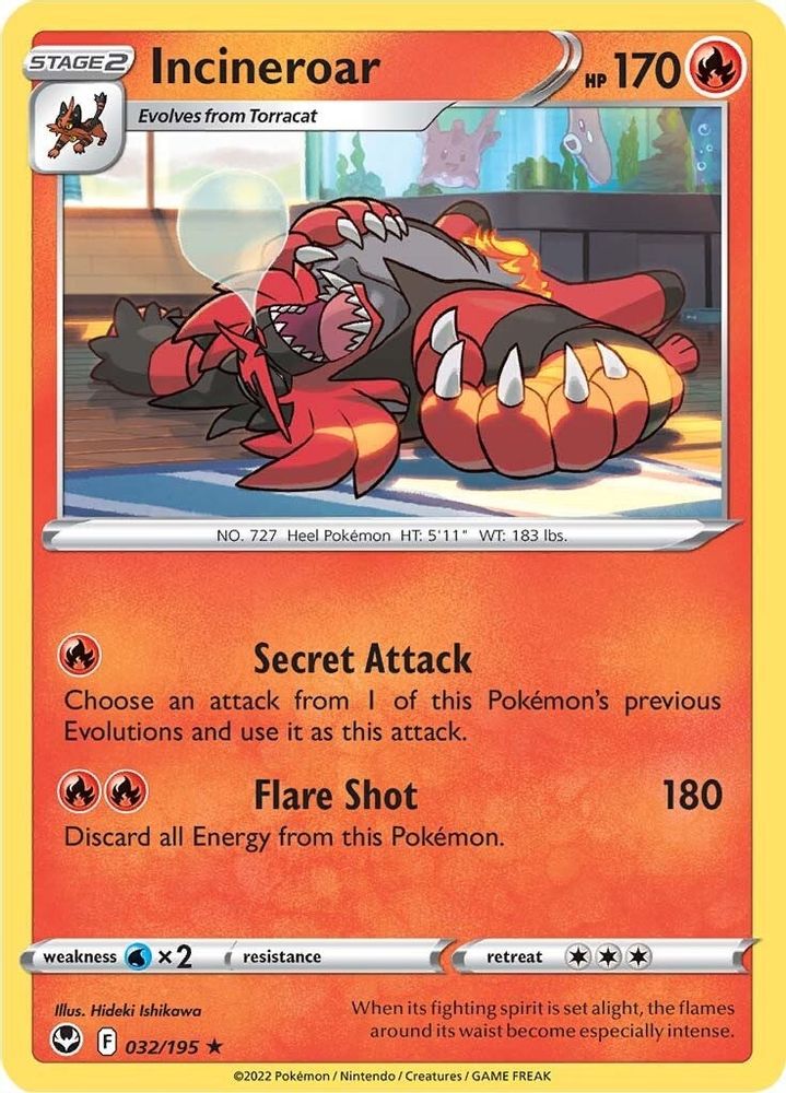 Incineroar 032  - Reverse Holofoil SWSH12 Silver Tempest - Rare
