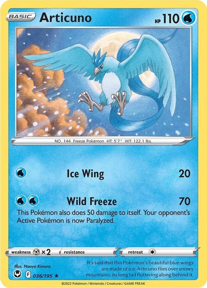Articuno 036  - Reverse Holofoil SWSH12 Silver Tempest - Holo Rare