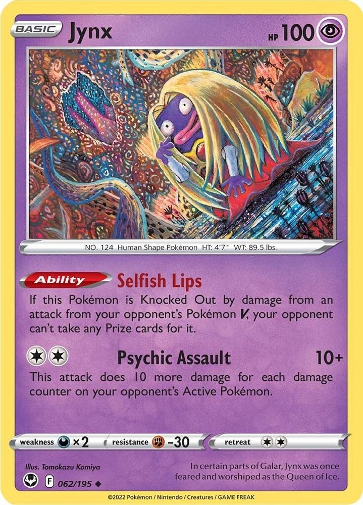 Jynx 062  - Reverse Holofoil SWSH12 Silver Tempest - Uncommon