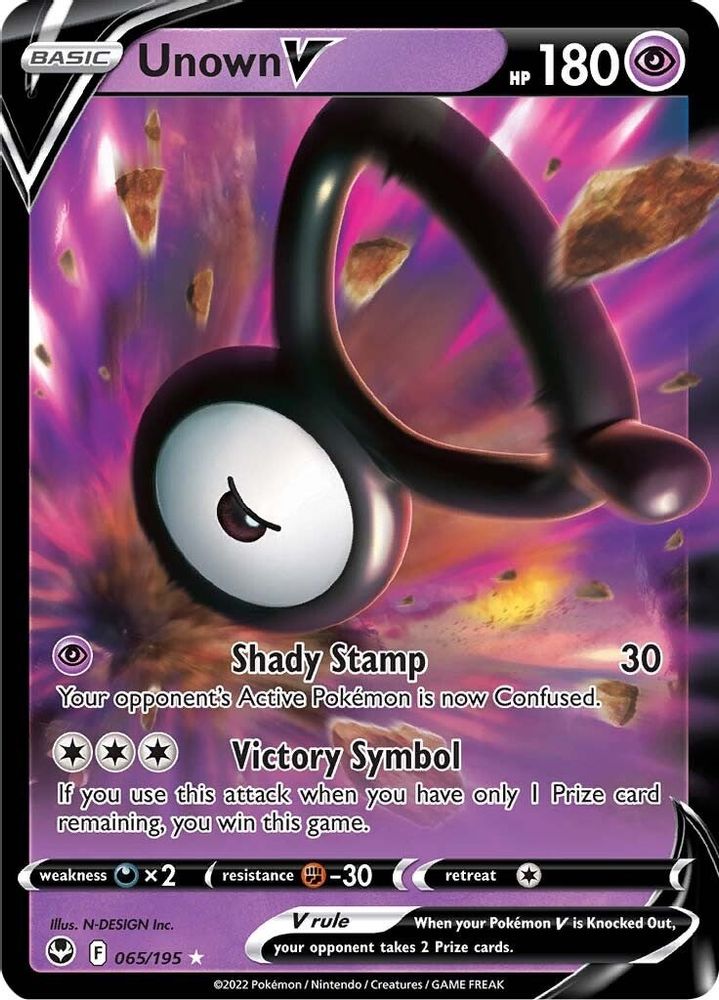 Unown V 065  - Holofoil SWSH12 Silver Tempest - Ultra Rare