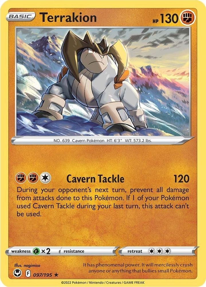 Terrakion 097  - Holofoil SWSH12 Silver Tempest - Holo Rare