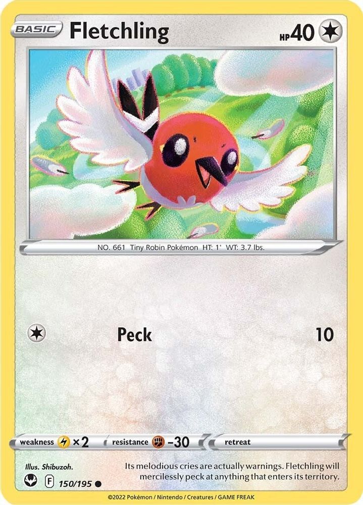 Fletchling 150  - Reverse Holofoil SWSH12 Silver Tempest - Common