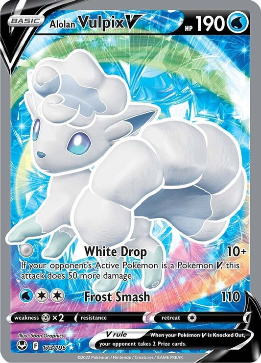 Alolan Vulpix V (Full Art) 173  - Holofoil SWSH12 Silver Tempest - Ultra Rare