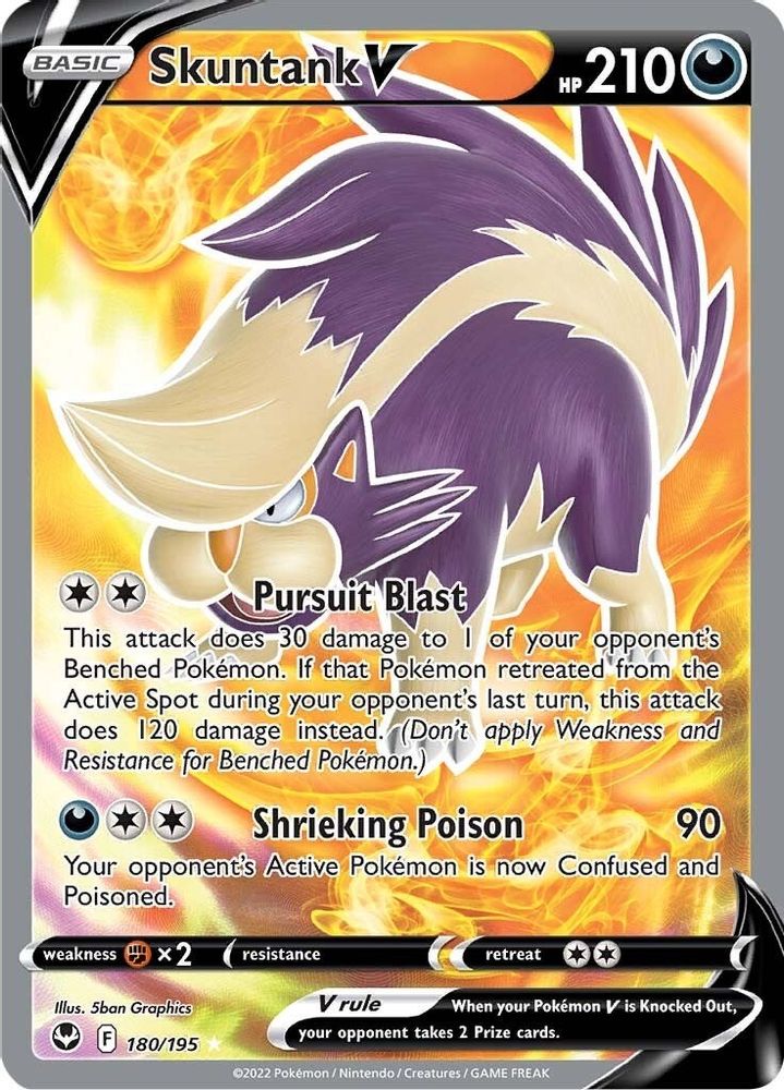 Skuntank V (Full Art) 180  - Holofoil SWSH12 Silver Tempest - Ultra Rare
