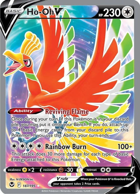 Ho-Oh V (Full Art) 187  - Holofoil SWSH12 Silver Tempest - Ultra Rare