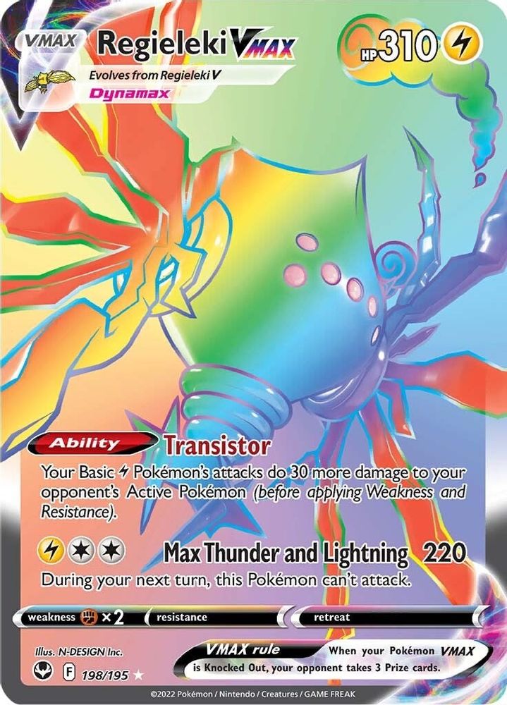Regieleki VMAX (Secret) 198  - Holofoil SWSH12 Silver Tempest - Secret Rare
