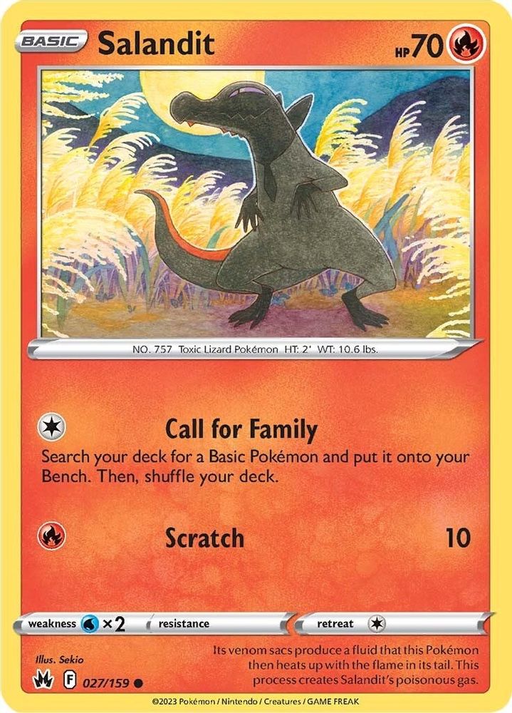 Salandit 027  - Reverse Holofoil Crown Zenith - Common