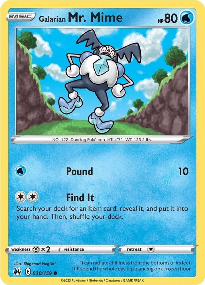 Galarian Mr. Mime 030  - Reverse Holofoil Crown Zenith - Common