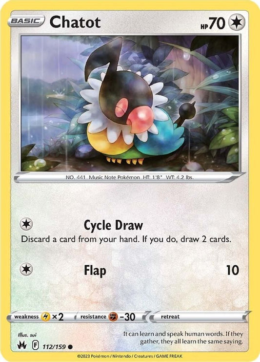 Chatot 112  - Reverse Holofoil Crown Zenith - Common