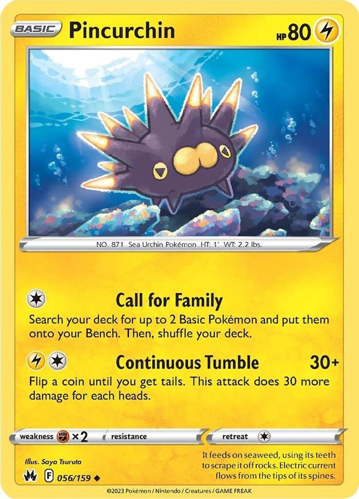 Pincurchin 056  - Reverse Holofoil Crown Zenith - Uncommon