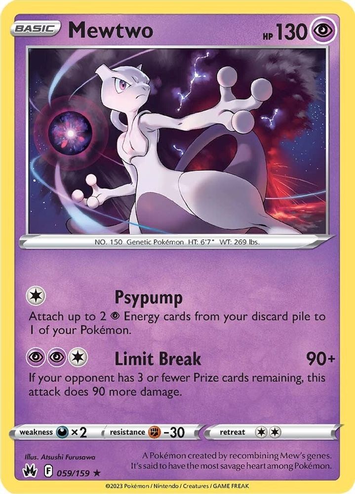 Mewtwo 059  - Holofoil Crown Zenith - Holo Rare