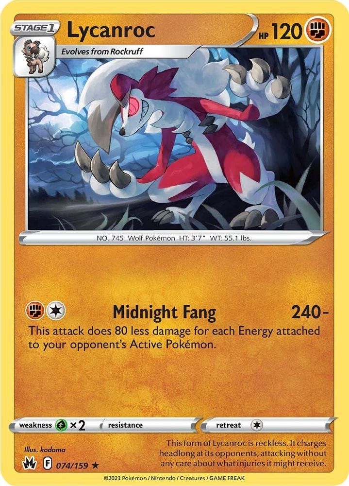 Lycanroc 074  Crown Zenith - Rare