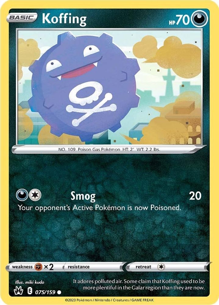 Koffing 075  - Reverse Holofoil Crown Zenith - Common