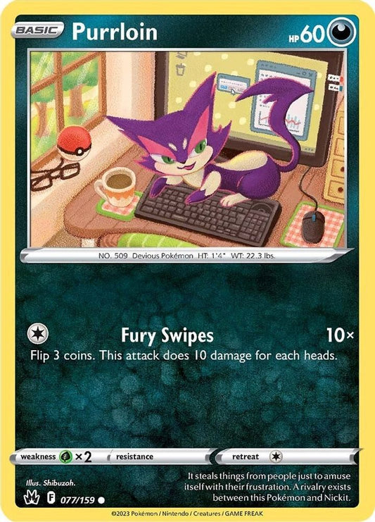Purrloin 077  - Reverse Holofoil Crown Zenith - Common