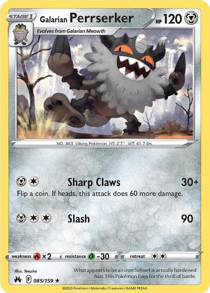 Galarian Perrserker 085  Crown Zenith - Rare