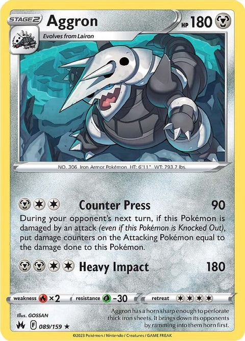 Aggron 089  - Reverse Holofoil Crown Zenith - Holo Rare