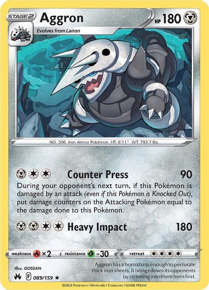 Aggron 089  - Reverse Holofoil Crown Zenith - Holo Rare